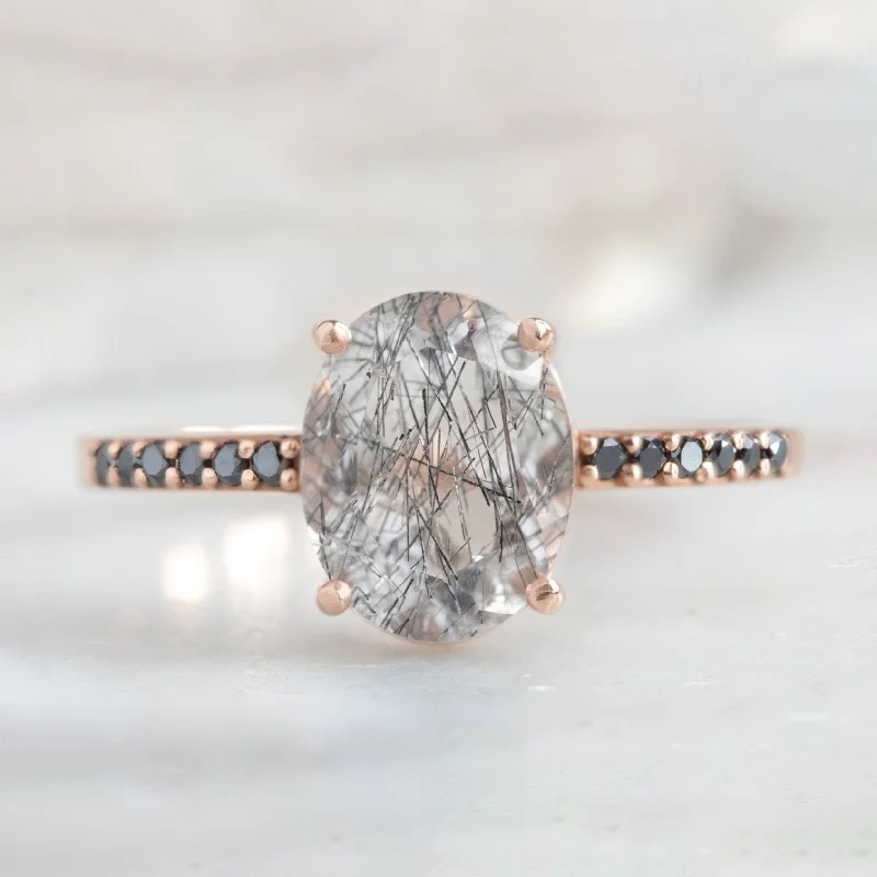 Woven cord engagement rings-The Willow Ring | 2.08ct Oval Tourmaline in Quartz in 14K Rose Gold