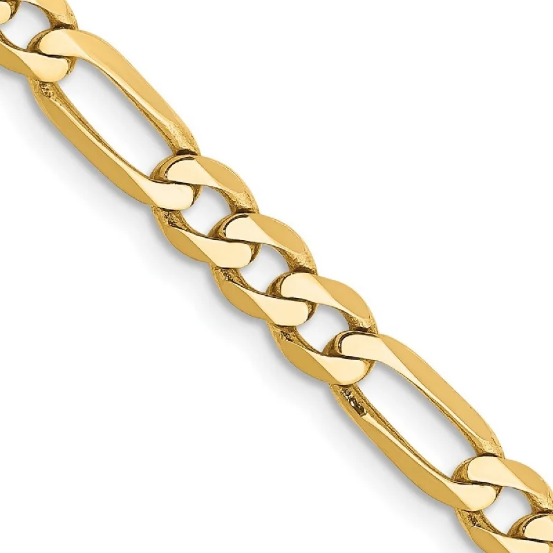 Smooth form bangles-Curata 14k Yellow Gold Solid Polished Lobster Claw Closure 4.75mm Flat Figaro Link Chain Bracelet - 7 Inch - Lobster Claw