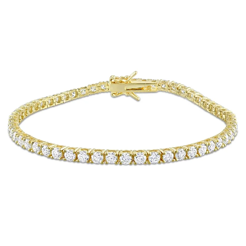 Polished word bangles-Eternally Yours 5 5/8ct DEW Created Moissanite Tennis Bracelet in Yellow Silver - 8 in