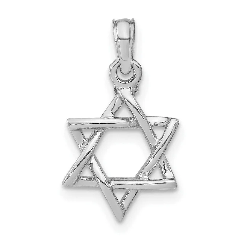 Woven knot necklaces-Curata 14k White Gold Polished Jewish Star of David Pendant Necklace 18.4mm