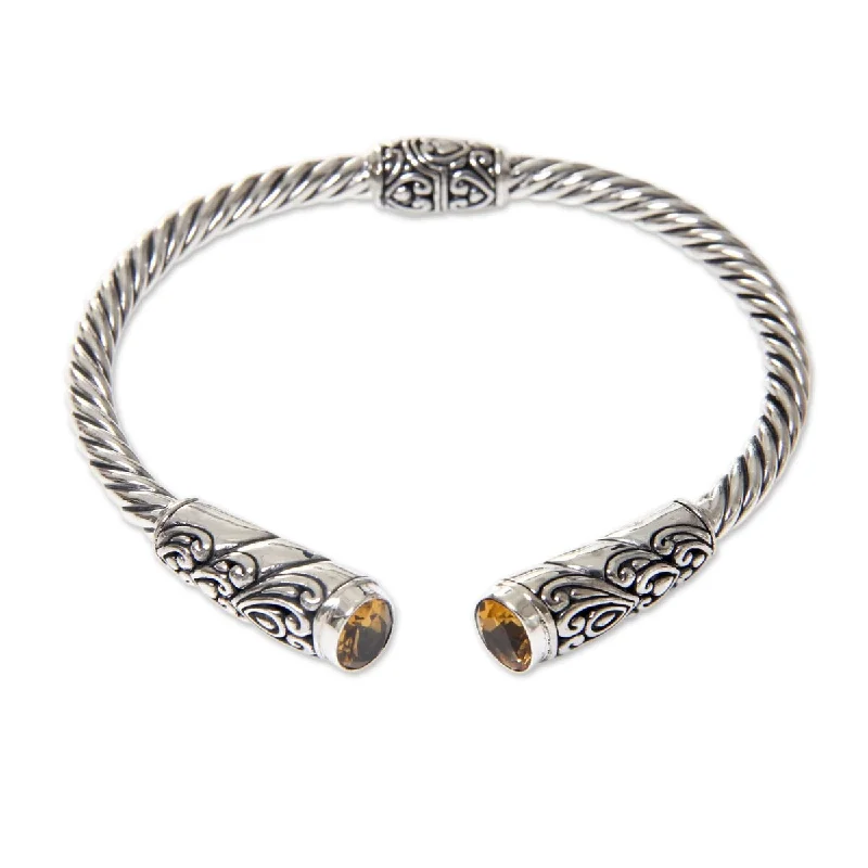 Faith charm bangles-Handmade Sterling Silver 'Beacon of Light' Citrine Bracelet (Indonesia)