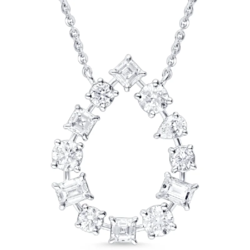 Luxe diamond necklaces-14k Multi-Shape Diamond Pendant Necklace