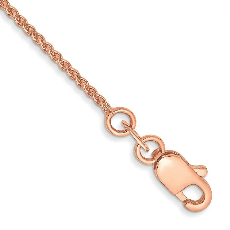 Cultured pearl bangles-Curata 14k Rose Gold 9" 1mm Solid Polished Spiga Chain Ankle Bracelet