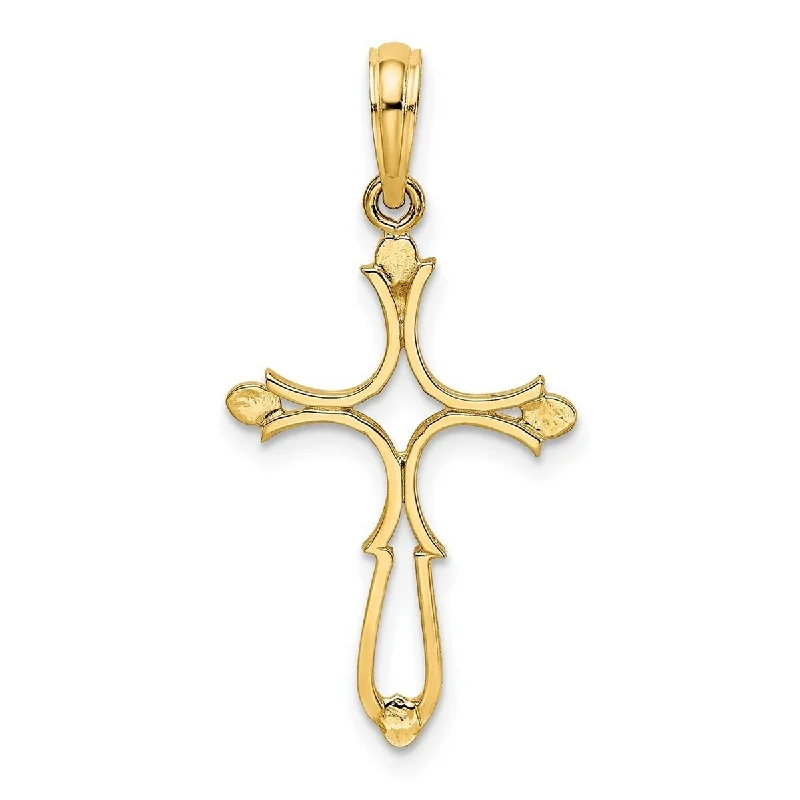 Vintage locket necklaces-Curata 14k Yellow Gold Religious Cut-out Polished Cross Necklace 18mm x 24.6mm