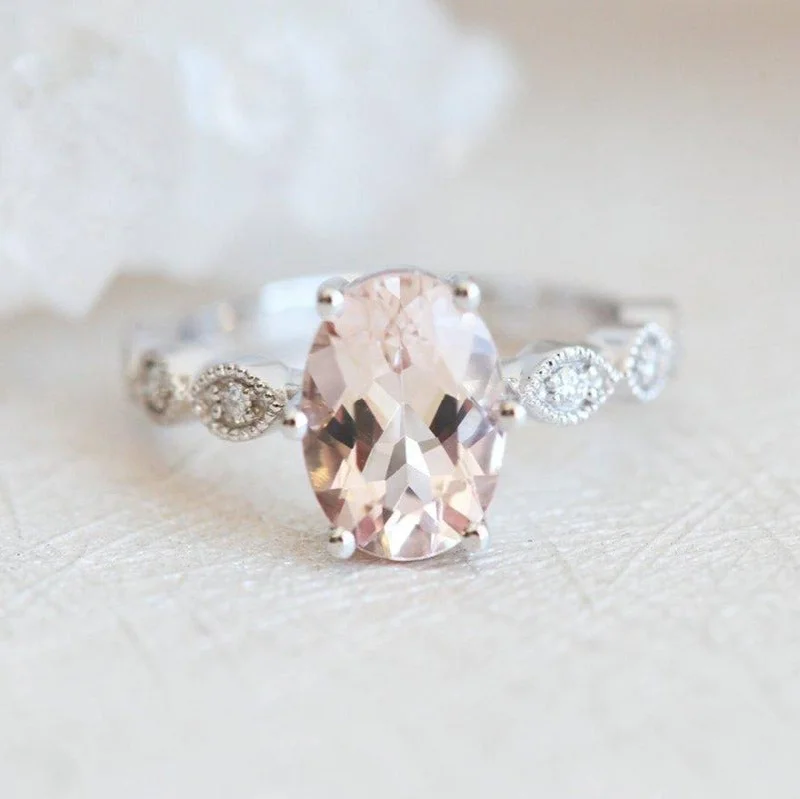 Victorian style engagement rings-Scarlett Oval Morganite Ring