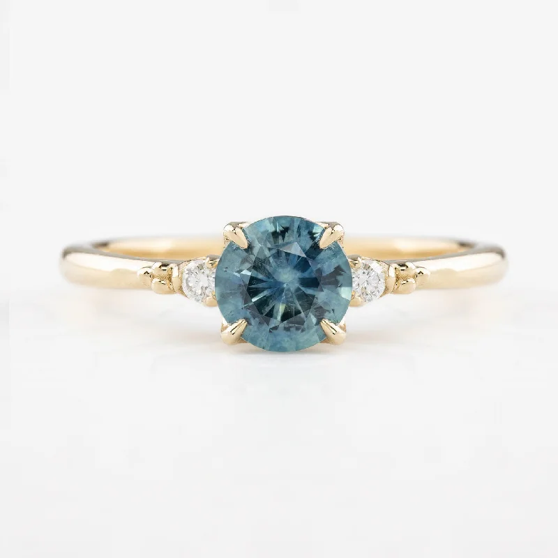 Emerald cut engagement rings-Estel Ring 0.79ct Blue Montana Round Sapphire, 14K Yellow Gold (One of a kind)