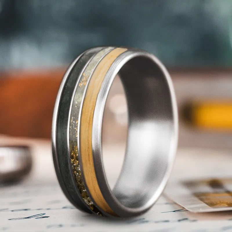 Patina bronze rings-Custom Design - 3-Inlay Narrow Center Ring IPucUtT_V9mLoI2GYuBkRlna