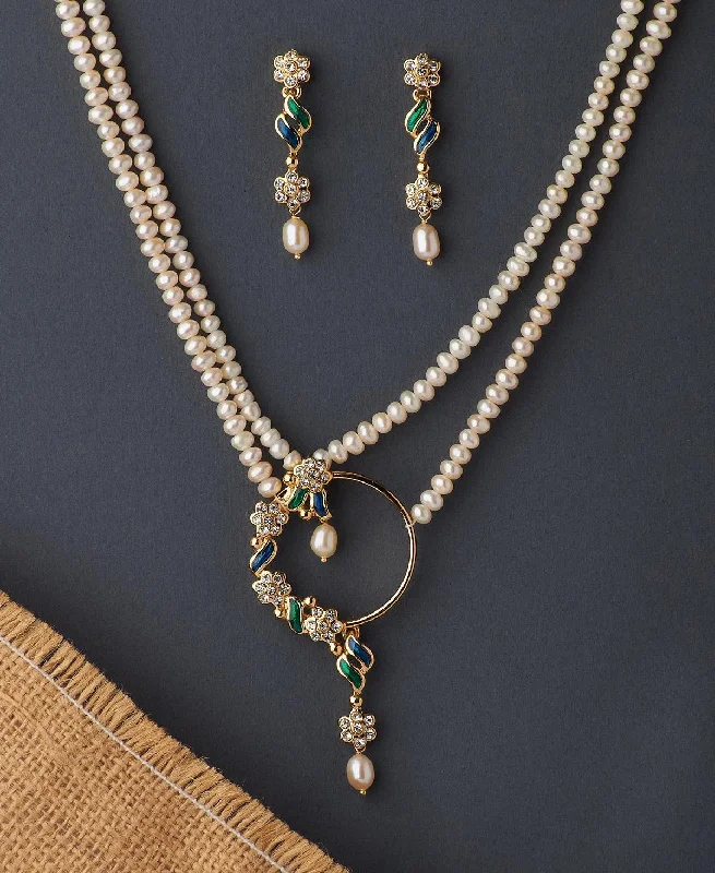 Silk fringe necklaces-Pretty Real Pearl Necklace Set