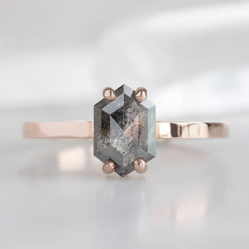 Emerald cut engagement rings-The Bryn Ring | 0.88ct Black Hexagon Diamond in 14K Rose Gold