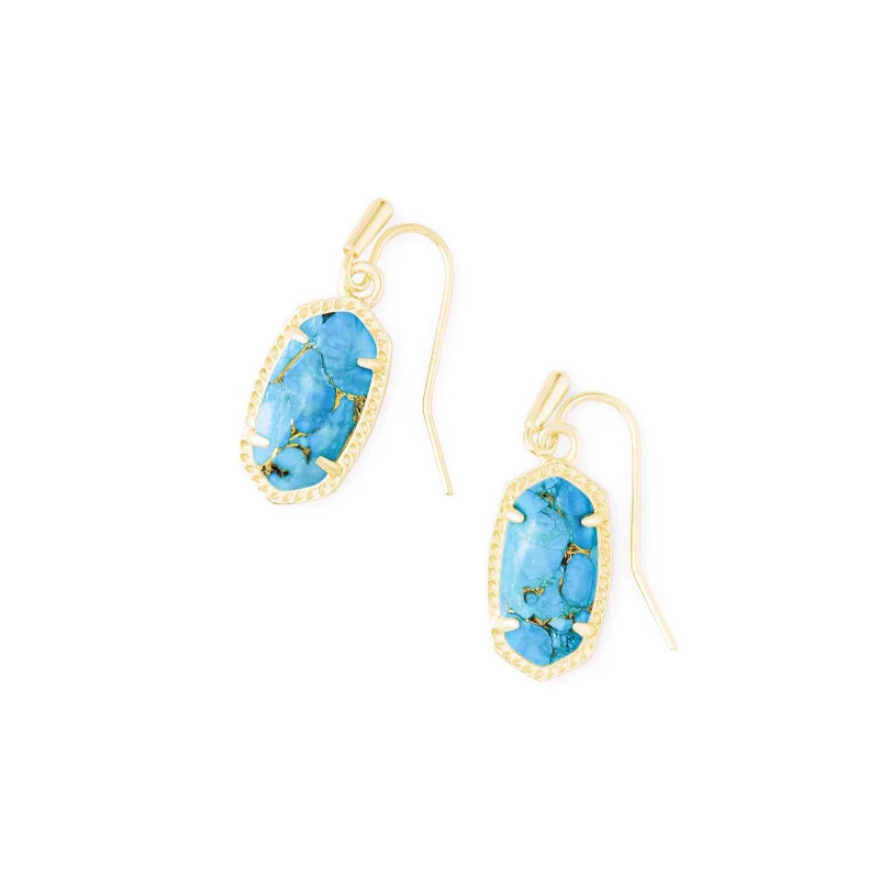 Playful pair earrings-Kendra Scott | Lee Gold Earrings in Bronze Veined Turquoise Magnesite