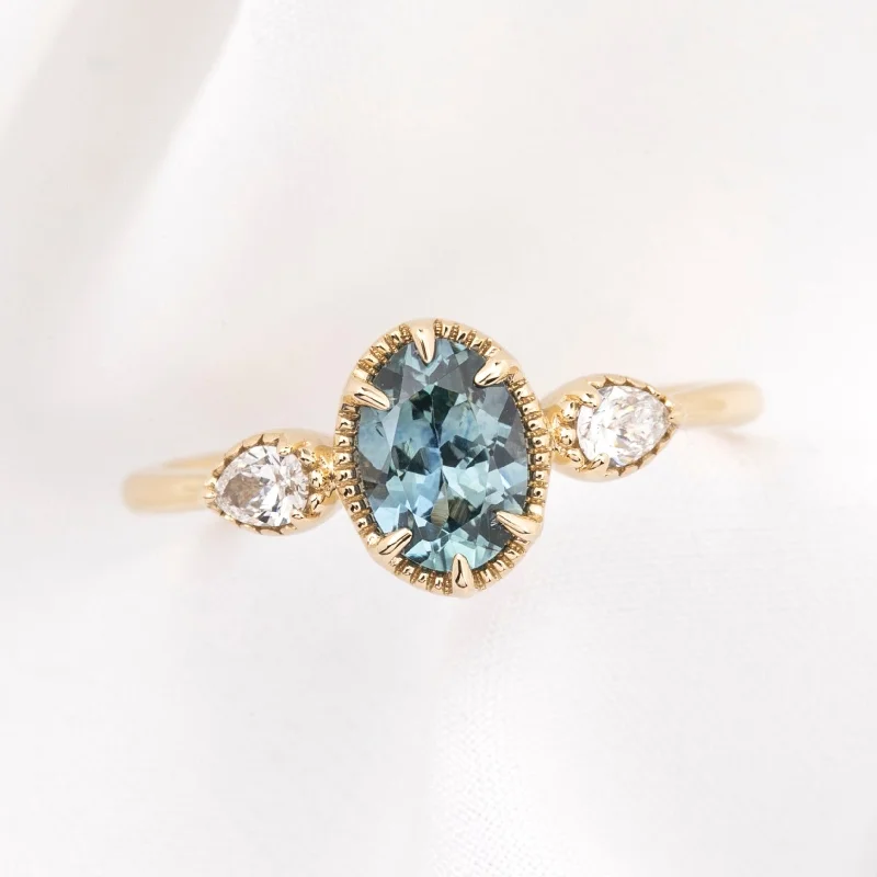 Twisted shank engagement rings-Diana Ring 1.07ct Blue Green Montana Sapphire, 14k Yellow Gold (One of a kind)