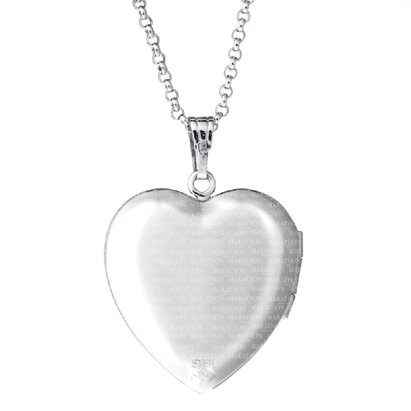 Solid chain necklaces-Sterling Silver Heart Locket Necklace