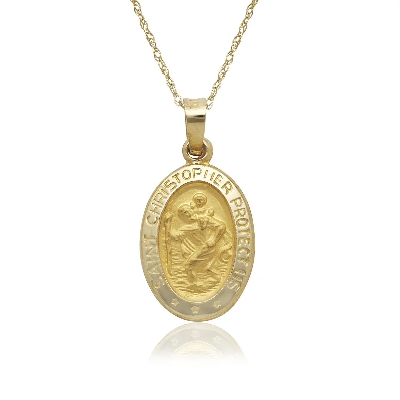 Bold gem necklaces-14k Yellow Gold Oval St. Christopher Medal 16-inch Gold-filled Chain Necklace