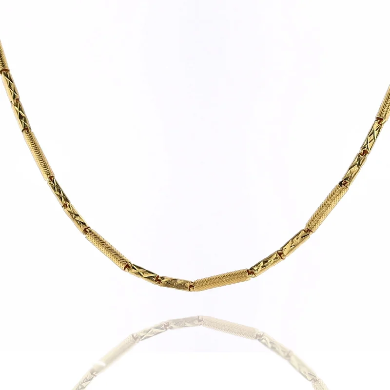 Quartz healing necklaces-Estate 22k Yellow Gold Alternating Rectangular Bars Necklace