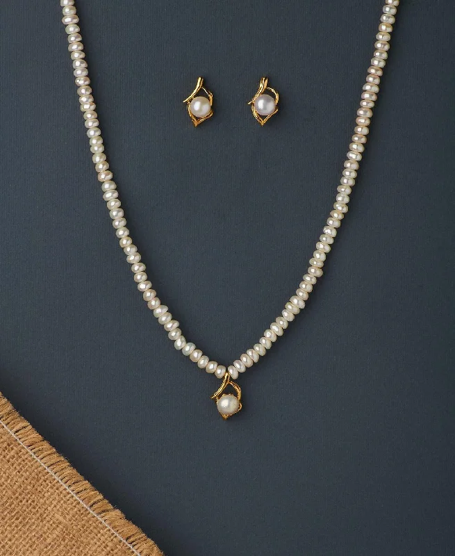 Bead weave necklaces-Pretty Real Pearl Necklace Set