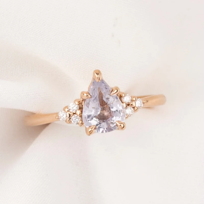 Citrine stone engagement rings-Teresa Ring 1.05ct Light Blue Madagascar Sapphire, 14k Rose Gold (One of a kind)