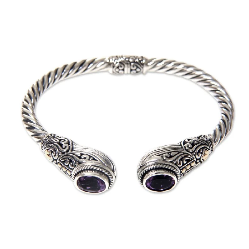 Night gothic bangles-Handmade Gold Accent Empress of Gelgel Amethyst Bracelet (Indonesia)