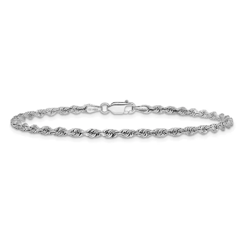 Vivid diamond bangles-Curata 10k White Gold 8" 3.0mm Sparkle Cut Quadruple Rope Chain Bracelet