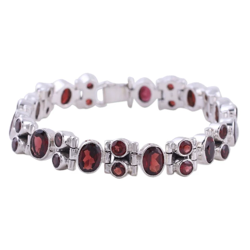 Vintage flair bangles-NOVICA Sweet Glam, Garnet link bracelet