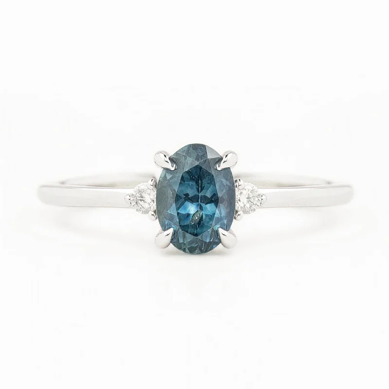 High eternity engagement rings-Emilie Ring 1.17ct Blue Montana Sapphire, 14K White Gold (One of a kind)