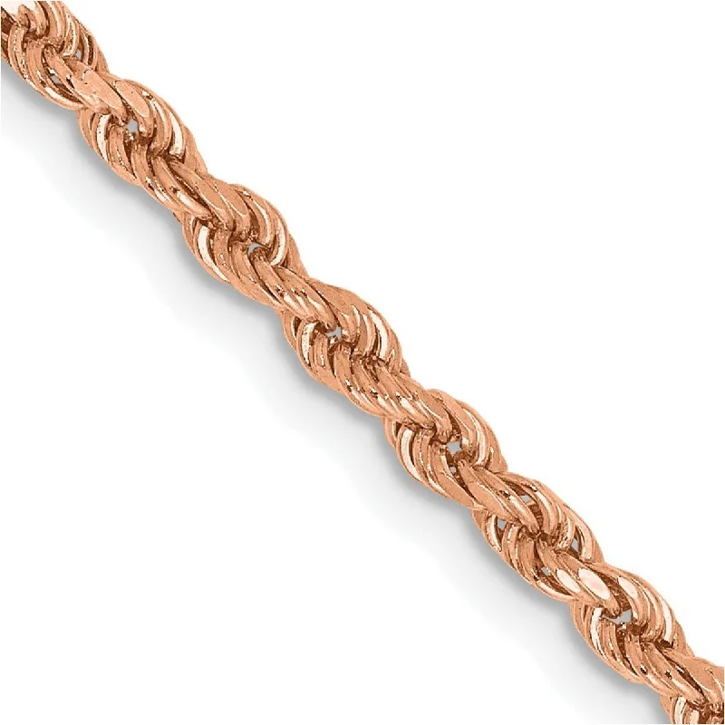 Heavy stone bangles-Curata 14k Rose Gold 2.25mm Sparkle Cut Rope With Lobster Clasp Chain Bracelet