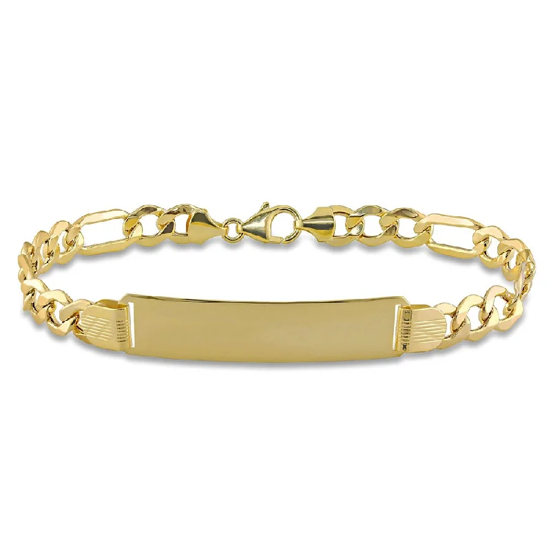 Glossy link bangles-Miadora Men's Engravable Figaro-Style Link ID Bracelet in 10k Yellow Gold