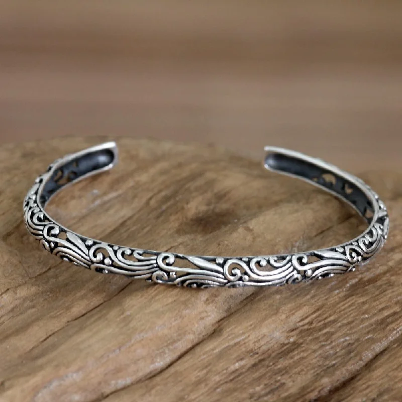 Whimsical bangles-Handmade Sterling Silver 'Wildfire' Bracelet (Indonesia)