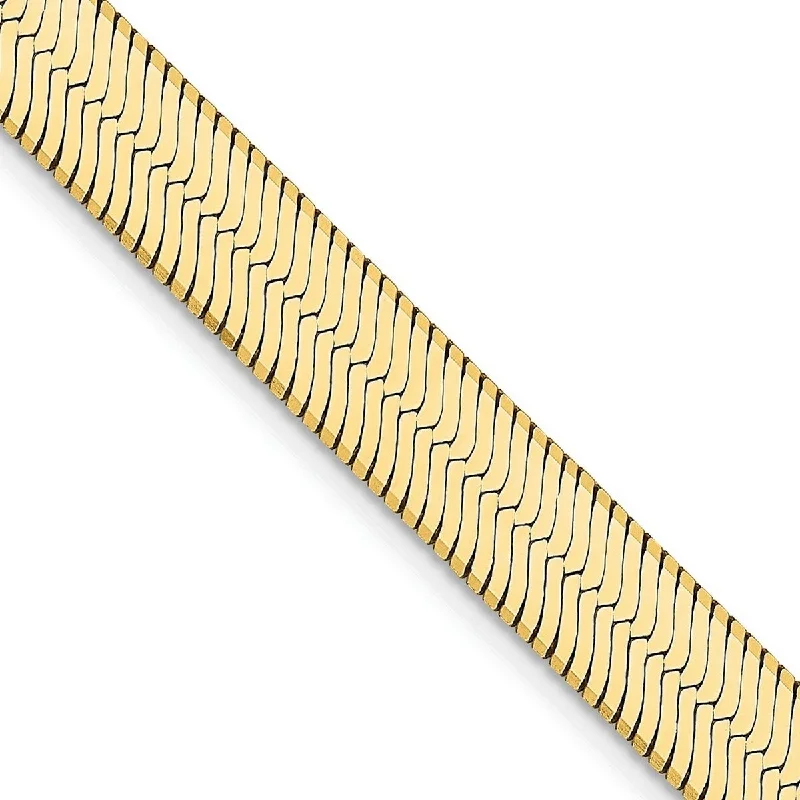 Tiny stack bangles-Curata 14k Yellow Gold Solid Polished 6.5mm Silky Herringbone Chain Bracelet Lobster Claw