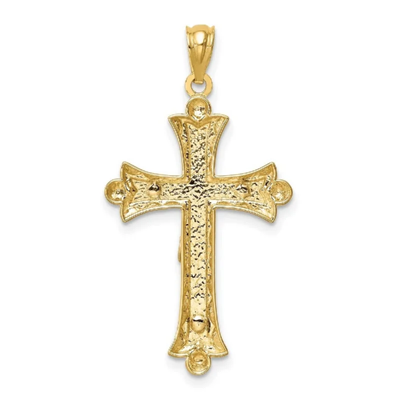 Tide pattern necklaces-Curata 14k Two tone Gold 18" Florentine Crucifix Cross Necklace (17mm x33mm)