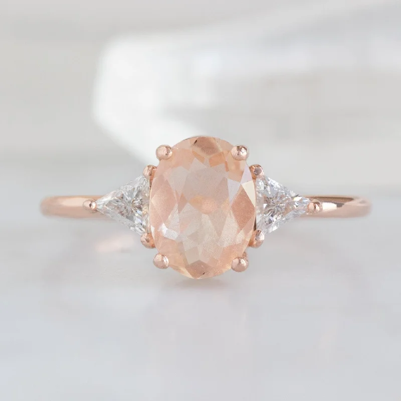 Floral carved engagement rings-The Jade Ring | 0.95ct Oval Sunstone in 14K Rose Gold