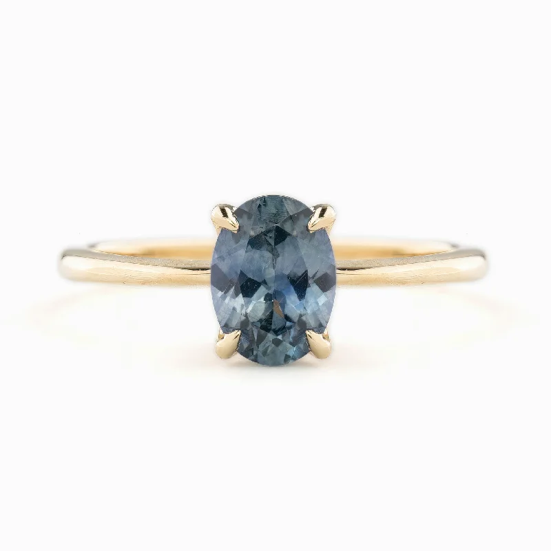 Knot design engagement rings-Sara Ring 1.21ct Blue Montana Sapphire, 14k Yellow Gold (One of a kind)