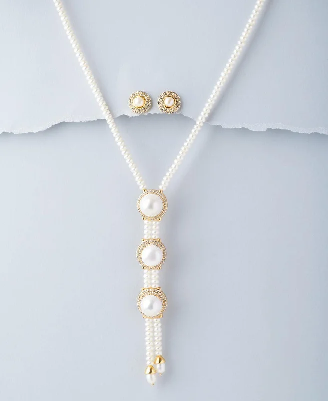 Tide pattern necklaces-Gorgeous Real Pearl Necklace Set