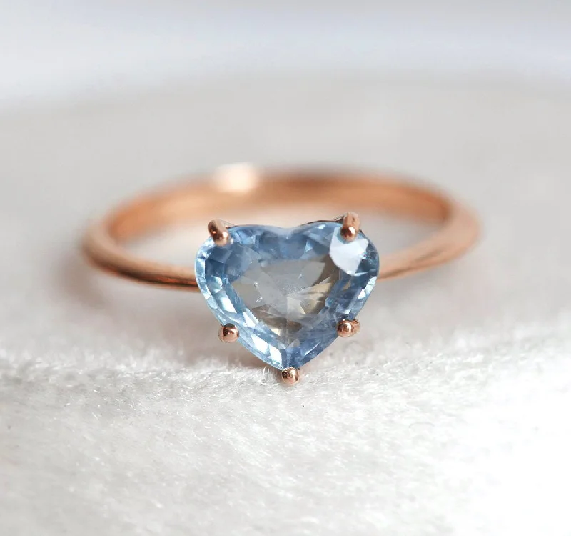 Wing detail engagement rings-Molly Heart Sapphire Ring