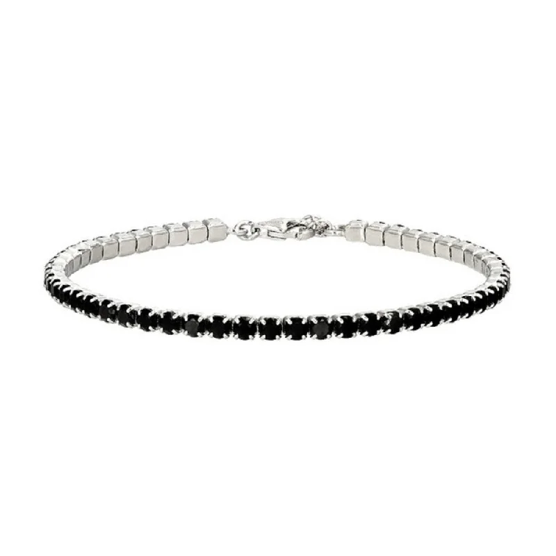 Silk wrap bangles-925 Sterling Silver Black Spinel Bracelet