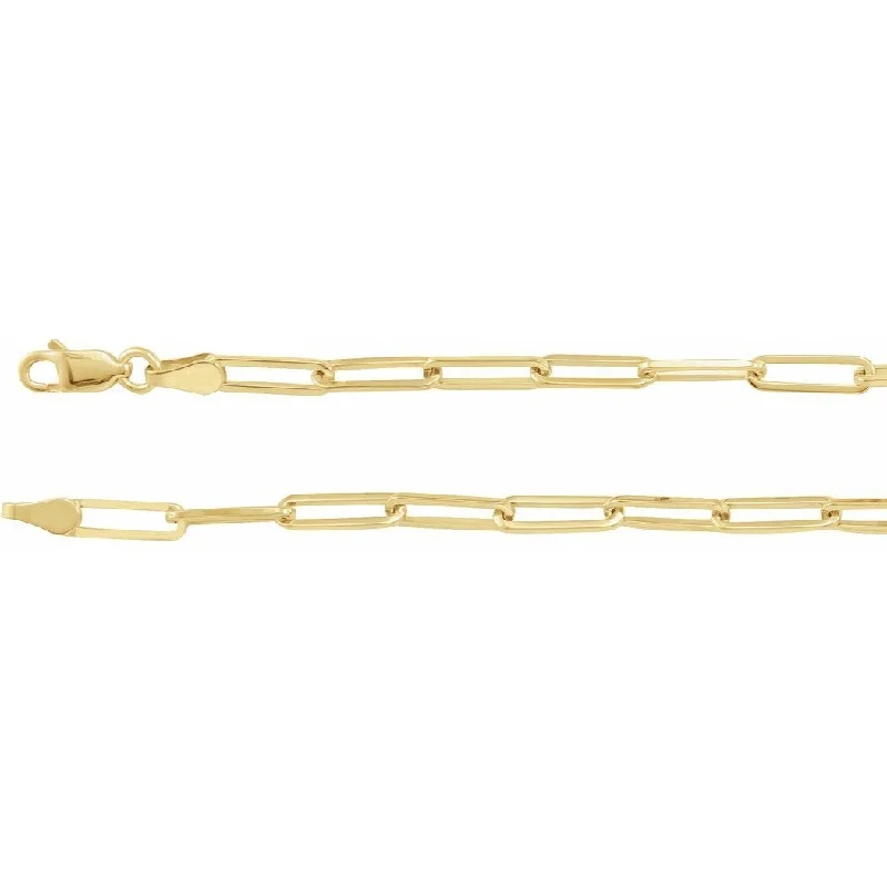 Oval gem bangles-Curata 14k Yellow Gold 7 Inch Polished Flat Cable Chain Bracelet With Lobster Clasp