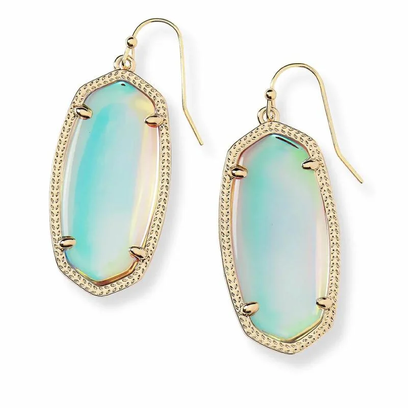 Cedar wood earrings-Kendra Scott | Elle Gold Drop Earrings in Dichroic Glass