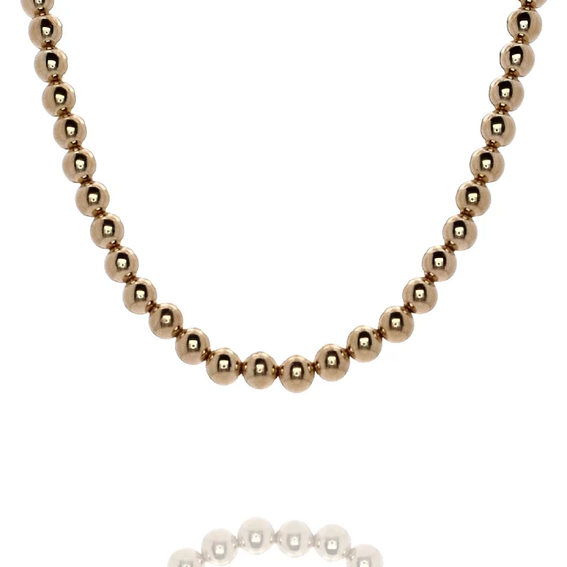 Offset design necklaces-Estate 14k Yellow Gold Polished Beads Necklace