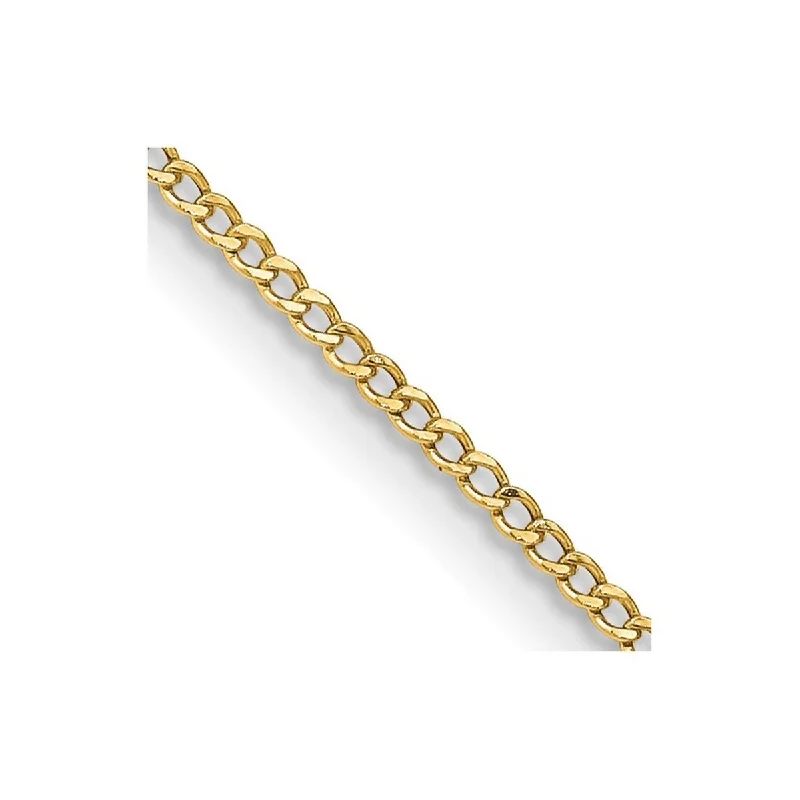 Topaz stone bangles-Curata 14k Yellow Gold 10" 1.85mm Semi solid Curb Link Chain Ankle Bracelet (Lobster-claw)