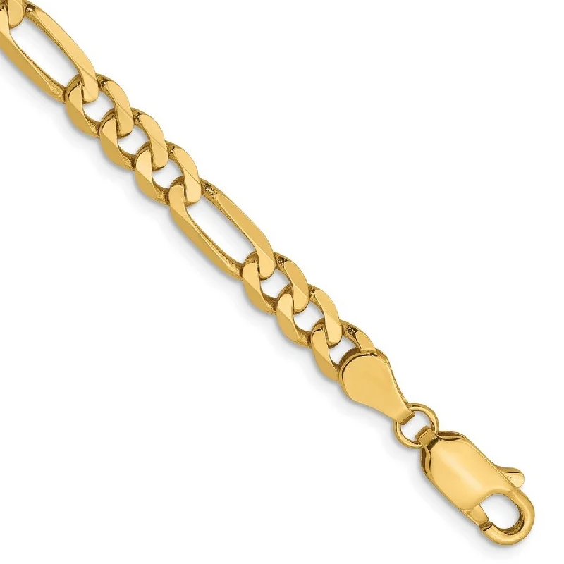 Vivid diamond bangles-Curata 14k Yellow Gold 4.75mm Flat Figaro Chain Bracelet