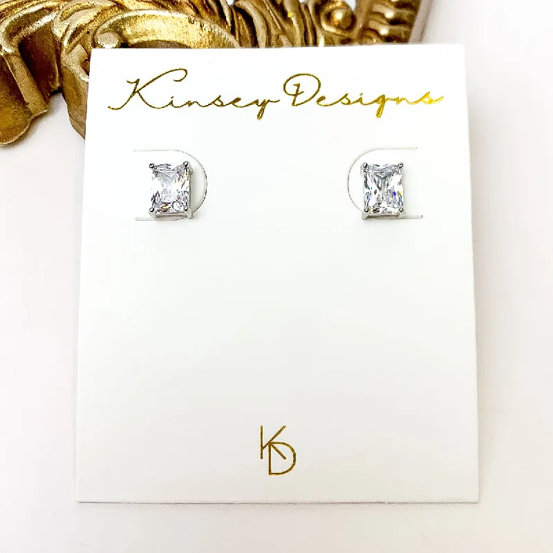 Thick tier earrings-Kinsey Designs | Prism Stud Silver Earrings with CZ Crystals