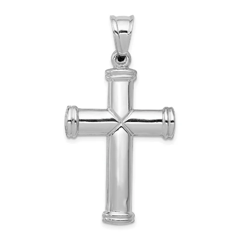 Twine braid necklaces-Curata 14k White Gold 18" Polished Reversible Cross Pendant Necklace - 25.3x49.4mm