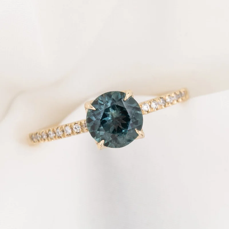 Bold stone engagement rings-Maria Ring 1.41ct Blue Green Montana Sapphire, 14k Yellow Gold (One of a kind)