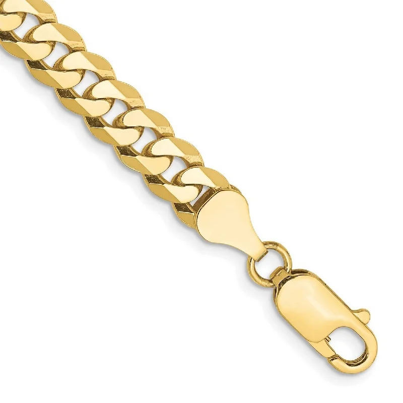 Solid chain bangles-Curata 10k Yellow Gold 6.1mm Flat Beveled Curb Chain Bracelet