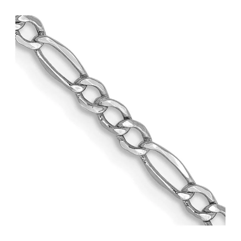 Light clay bangles-Curata 14k 2.5mm White Gold Semi solid Figaro Chain Bracelet