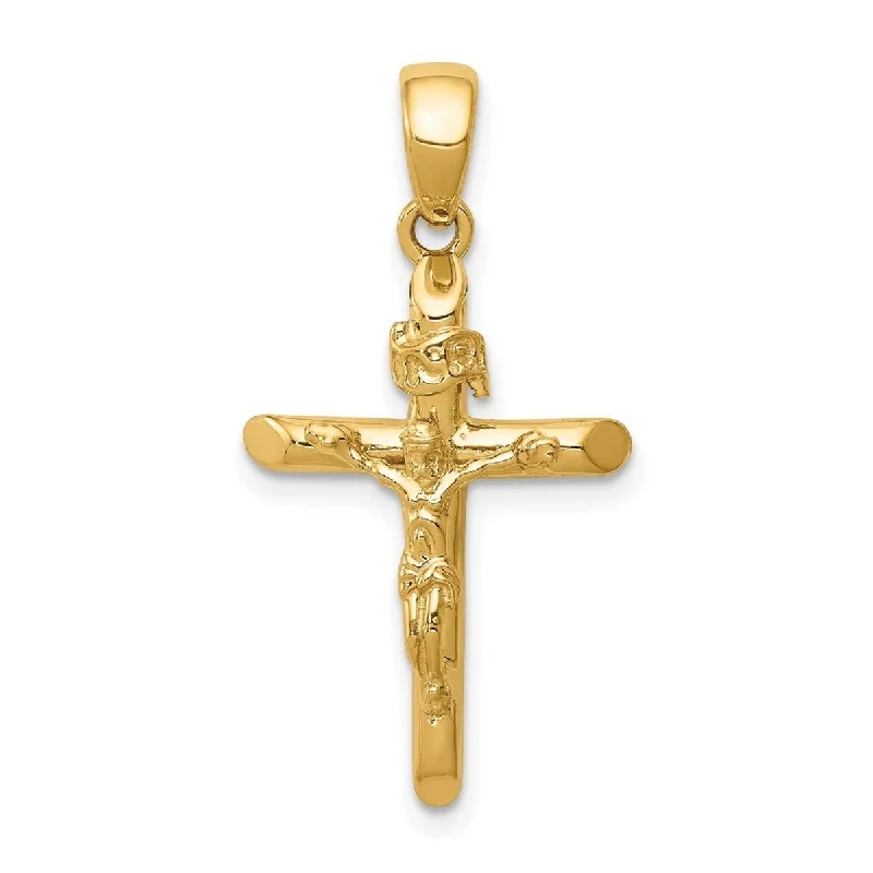 Bright name necklaces-Curata 14k Yellow Gold 18" Polished 28.5x16mm 2 d Crucifix Jesus Cross Necklace