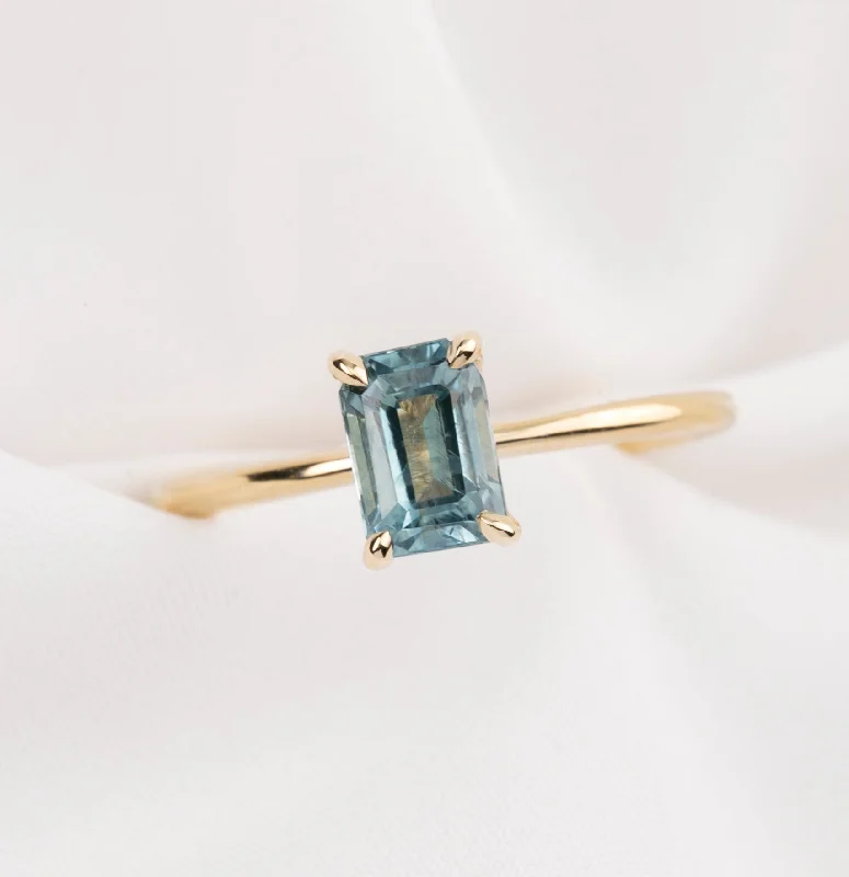 Patina bronze engagement rings-Jane Ring 1.50ct Light Blue Montana Sapphire, 14k Yellow Gold (One of a kind)