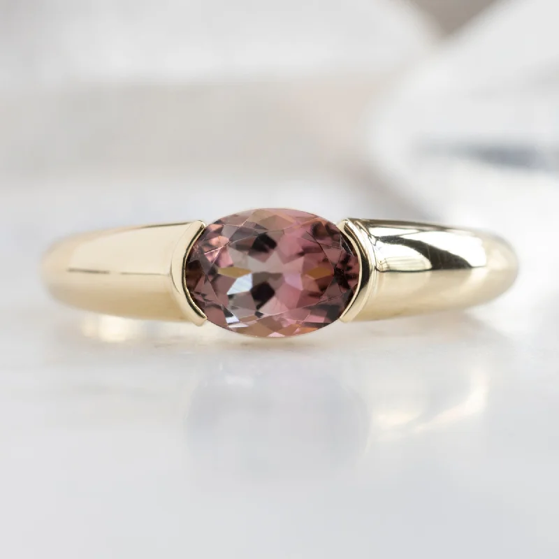 Chunky diamond engagement rings-The Signet Ring | 1.21ct Oval Tourmaline in 14K Yellow Gold