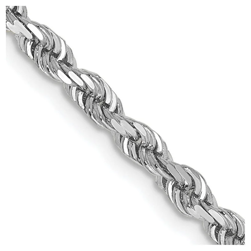 Polished bead bangles-Curata 10k White Gold 3.35mm Sparkle Cut Quadruple Rope Chain Bracelet