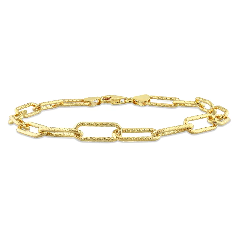 Tiny stack bangles-Miadora 18kt Yellow Gold Plated Sterling Silver Paperclip Men's Bracelet