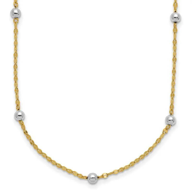 Bold art necklaces-Curata 14k Two Tone Gold Polished Bead Fancy Necklace, 17"